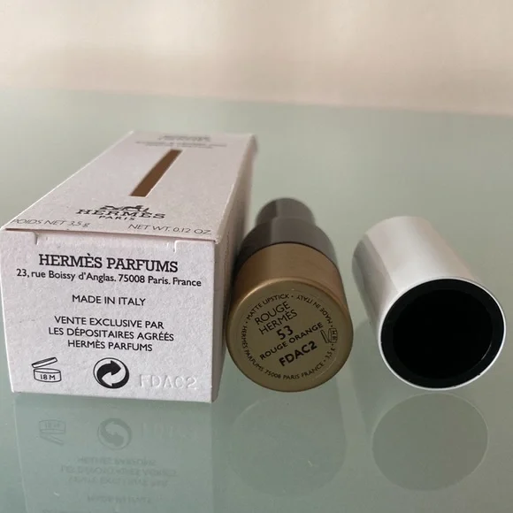 NIB Auth HERMÈS Rouge Hermès, Matte lipstick ROUGE ORANGE 53 Made in ITALY - Picture 8 of 12